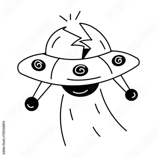 Check out doodle icon of ufo crash 