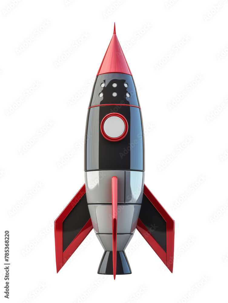 Red and Black Cartoon Rocket Illustration, Symbolizing Innovation, Adventure, and Space Exploration. Red and Black Cartoon Rocket Illustration, Symbolizing Innovation, Adventure, and Space Exploration.