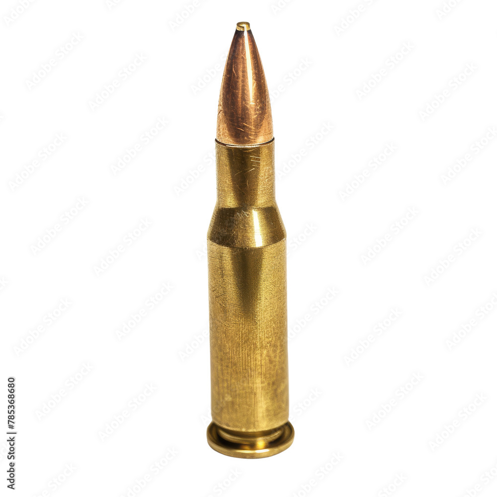 Close-up of a Single Rifle Bullet, Symbolizing Security and Defense Concepts. Close-up of a Single Rifle Bullet, Symbolizing Security and Defense Concepts.