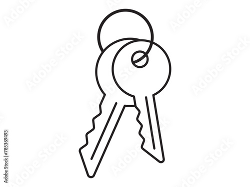 Key icon for house representation, isolated against a white background. This simple vector symbol evokes a sense of warmth and security, embodying the concept of home.
