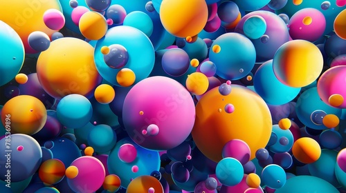 colorful abstract 3d spheres composition modern digital art illustration