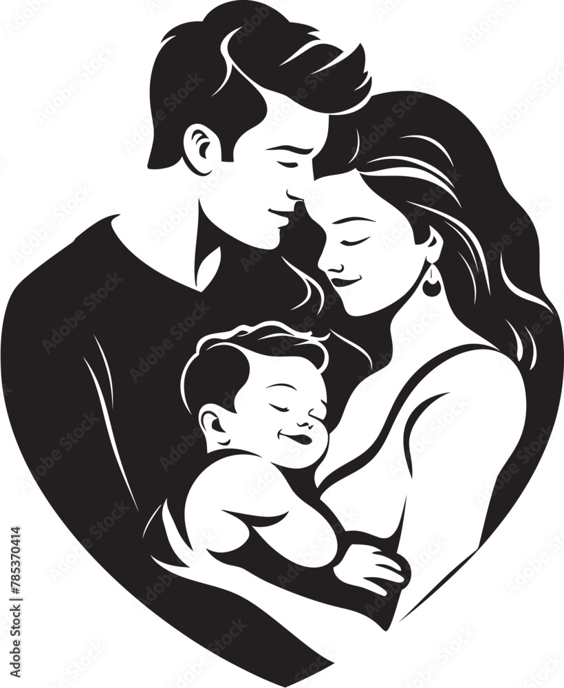 Vectorized Love Husband, Wife, and Children Together