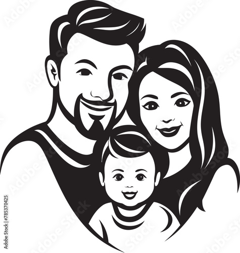 Vector Art Celebrating Husband, Wife, and Children Unity