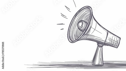 continuous line sketch of speaker megaphone icon doodle art style illustration media and communication concept