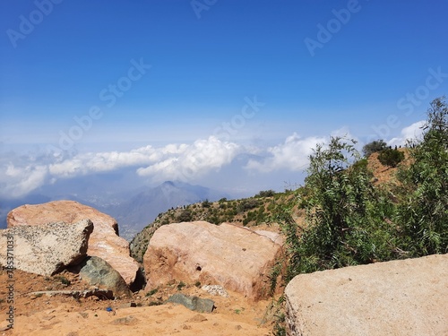 Mesmerizing natural beauty of Abha in Saudi Arabia in the summer season. High mountains, greenery, low clouds and fog are the beauty of Abha. photo