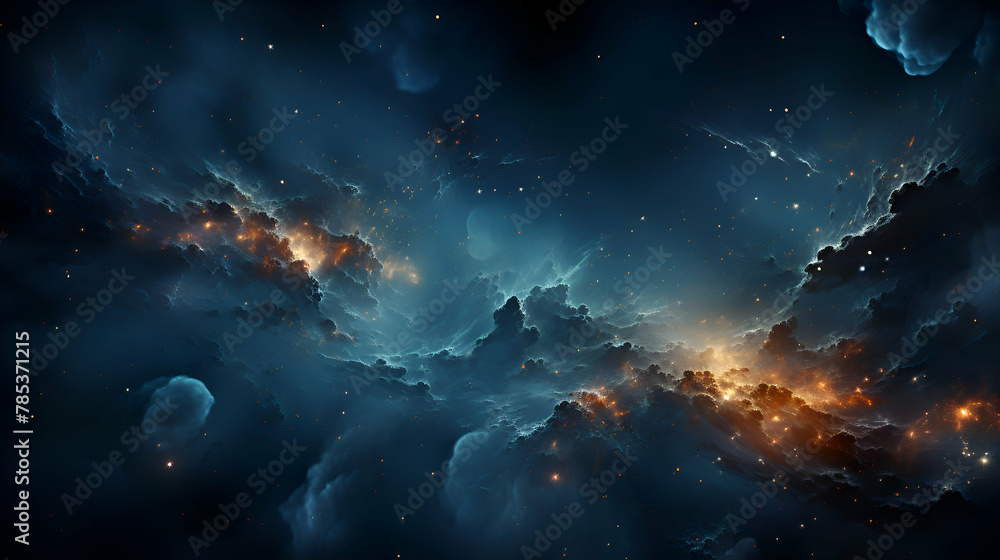 Abstract space background with stars and nebula. 3D illustration.