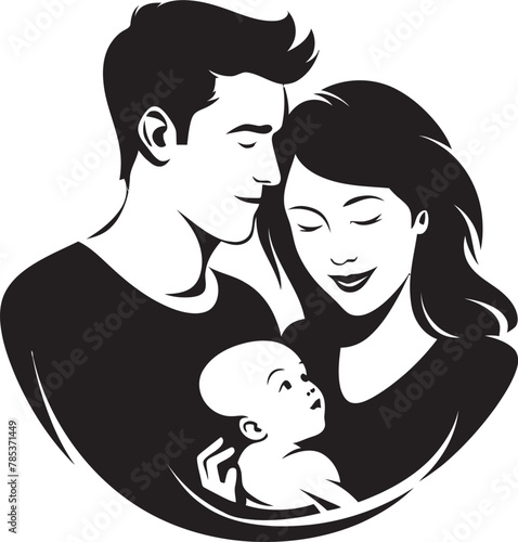 Family Harmony Husband, Wife, and Children Vector Graphic