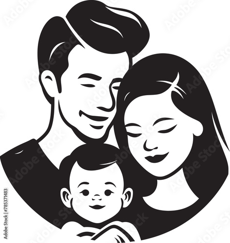 Parenthood Journey Vector Art of Husband, Wife, and Children