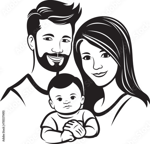 Moments of Love Husband, Wife, and Children Vector Graphic