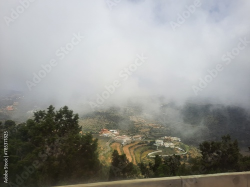 Mesmerizing natural beauty of Abha in Saudi Arabia in the summer season. High mountains, greenery, low clouds and fog are the beauty of Abha.