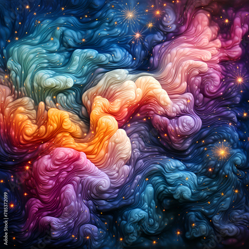 Abstract cosmic background with stars and nebula. Psychedelic fractal. © Wazir Design