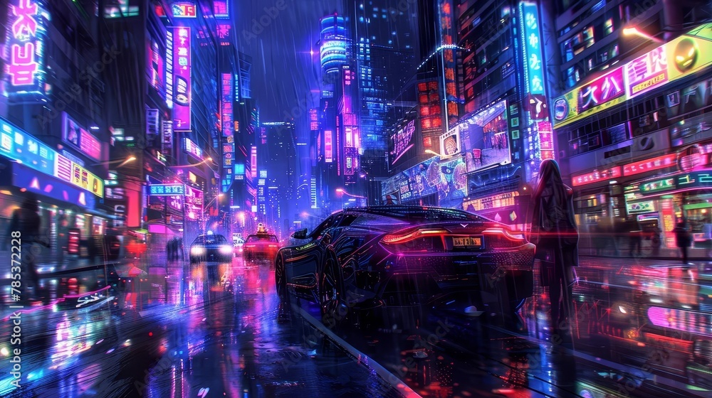 cyberpunk cityscape with neon lights and holographic advertisements futuristic digital painting cyberpunk cityscape with neon lights and holographic advertisements futuristic digital painting