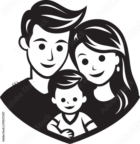 Blissful Family Husband, Wife, and Children in Vector Form