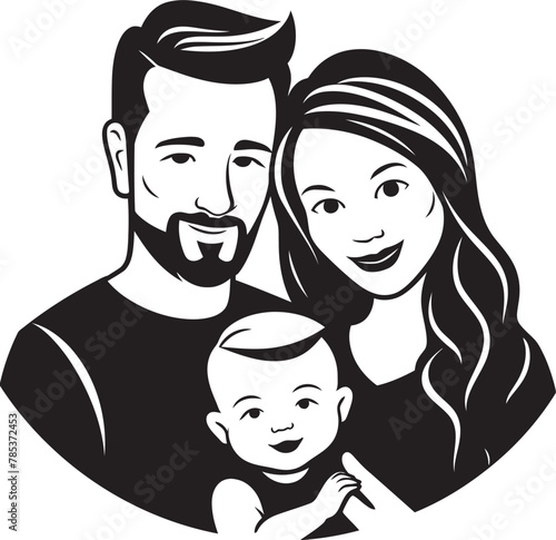 Parenthood Bliss Husband, Wife, and Children Vector Graphic