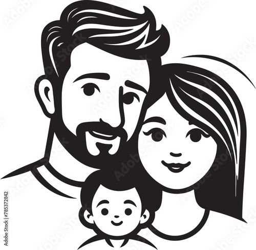 Vectorized Family Bliss Husband, Wife, and Children