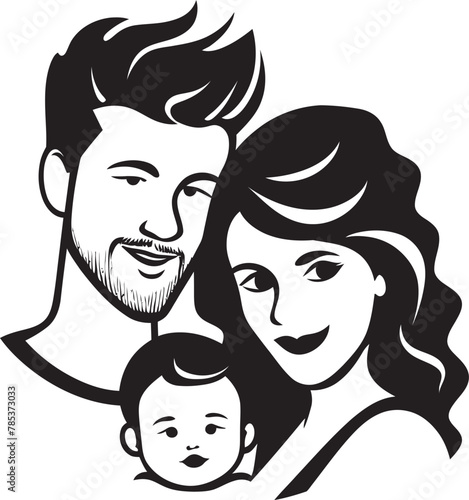 Vector Art Displaying Husband, Wife, and Children Bonding