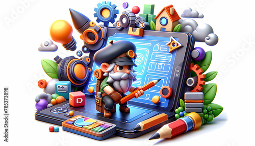 3D Digital Artistry: Bringing Fantasy to Life on Graphic Tablet in Candid Daily Work Environment
