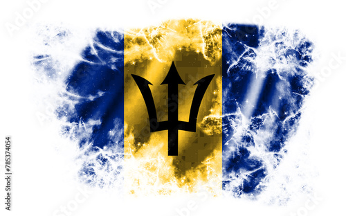 White background with torn flag of Barbados