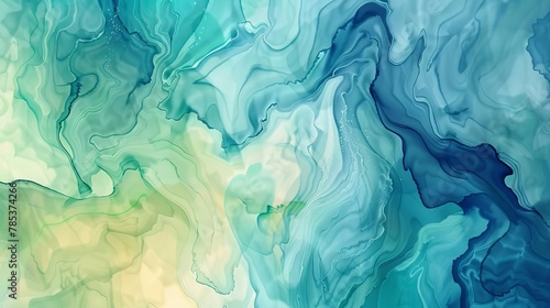 dynamic abstract watercolor background with vibrant teal blue and green fluid textures modern illustration