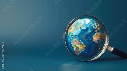 earth globe with magnifying glass searching for solutions global research and investigation concept illustration