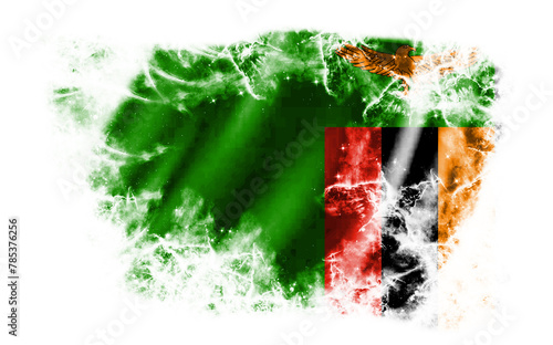 White background with torn flag of Zambia
