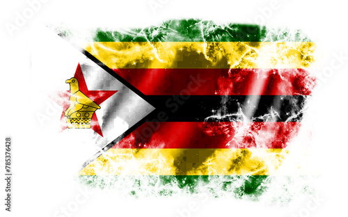 White background with torn flag of Zimbabwe