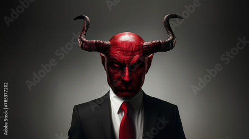 Politician as a devil - symbol of anger and stupid ambitions