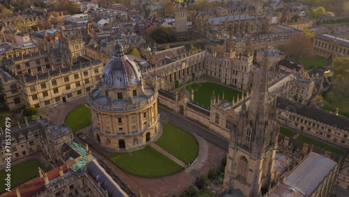 360 Aerial shot of Radciffe Camera Library Oxford University