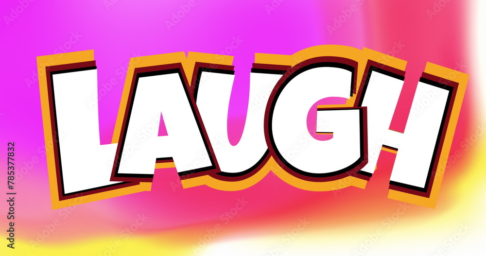 Image of laugh text over shapes Image of laugh text over shapes
