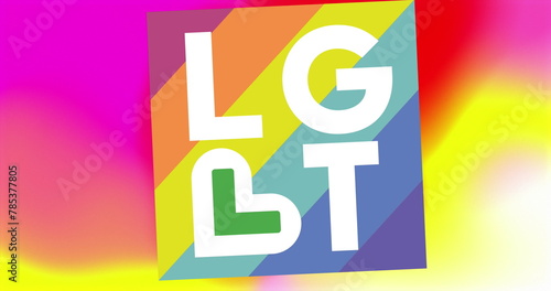 Image of lgbt text over shapes photo