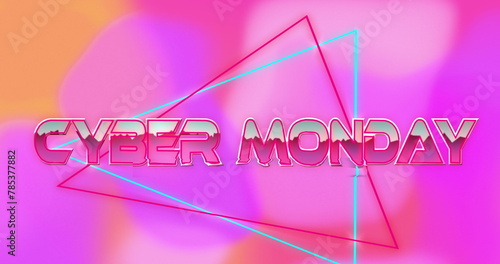 Image of cyber monday text over shapes