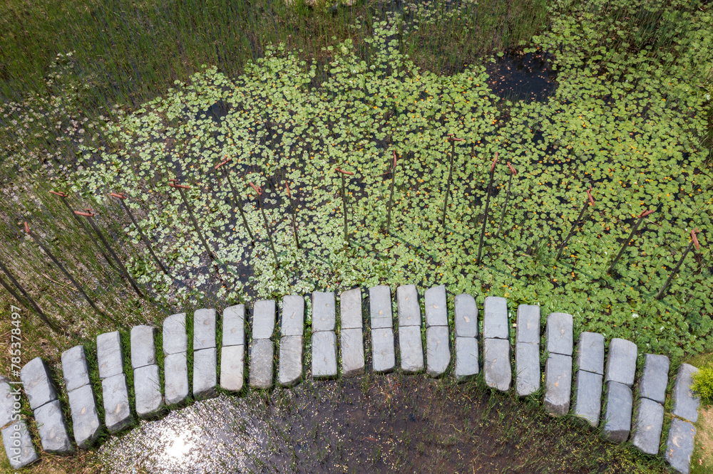 Obraz premium Spring scenery of the park taken by drone