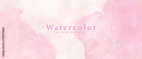 Pink vector watercolor art background with isolated brushstrokes for cards, flyers, poster, cover design, invitation. Aged watercolor texture wallpaper.	