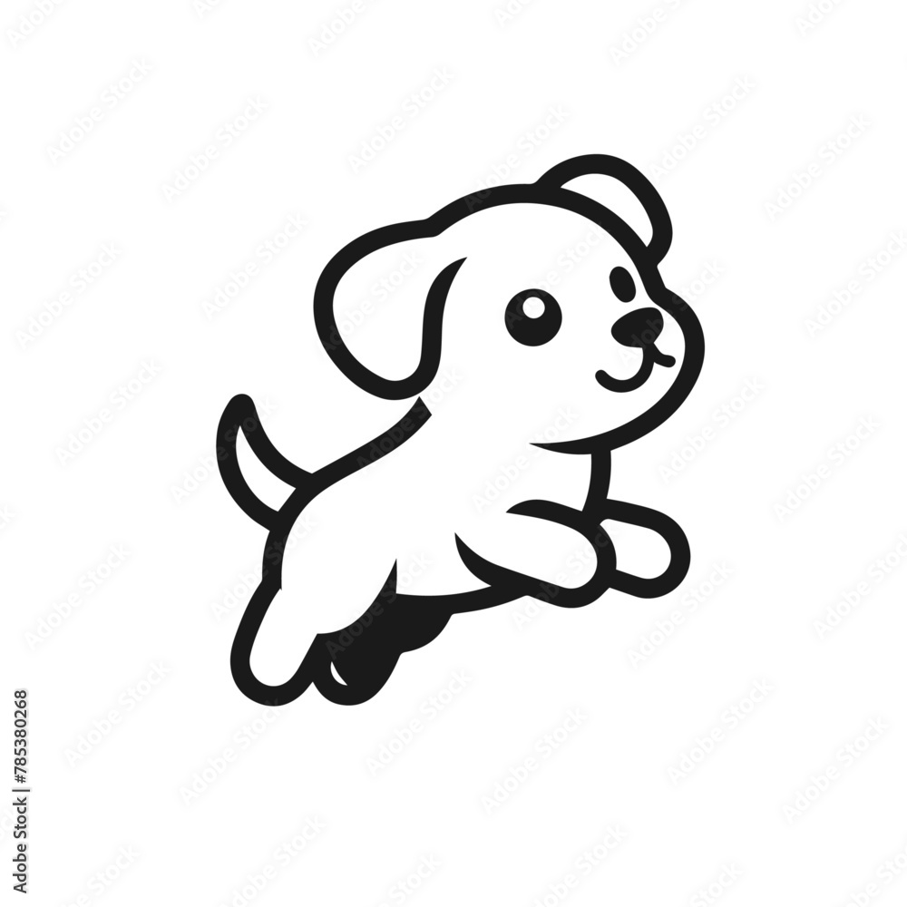 Cute dog illustration vector silhouette on white background Cute dog illustration vector silhouette on white background