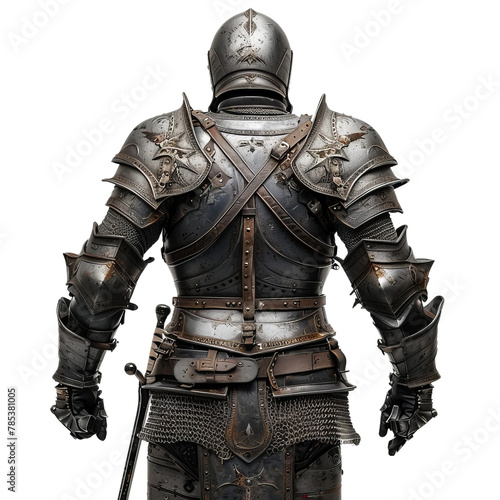 Medieval Knight in Full Plate Armor Standing, Symbolizing Strength and Historic Warfare.
