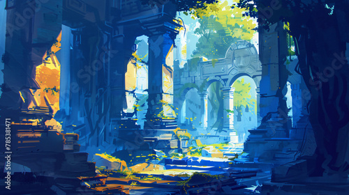 Fantasy scene ancient ruins game design inspiration. 