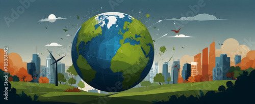 Earth Day Climate Crusade: Join the Battle to Combat Climate Change with Simple Flat Vector Illustration on Isolated White Background