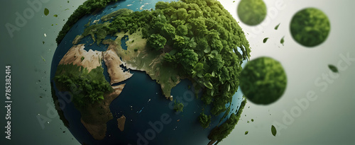 Green Technology Triumphs: Simple flat vector illustration for a greener Earth Day photo