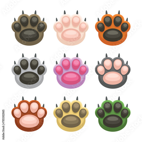 Paws Up Pets Set on White Background. Vector