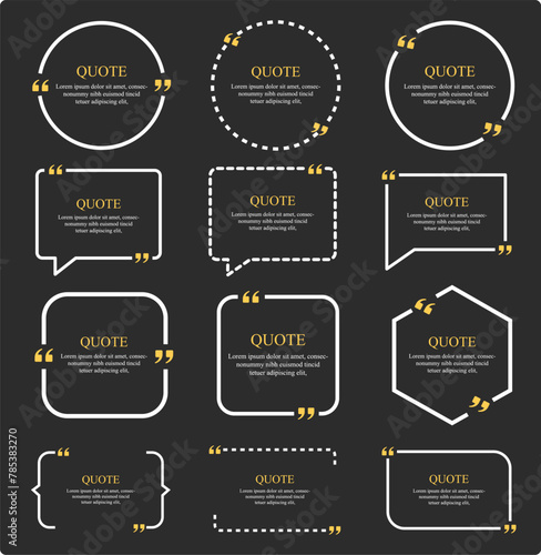 Quote box frame. big set. Quote Box Frame Design Elements with Border and Quotation Marks for Quotes and Text Banners. Creative vector banner illustration.