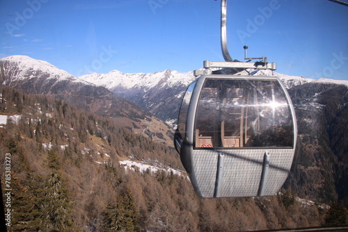 cable car in the alpine mountains