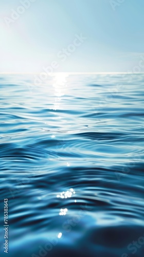Serene Water Ripples Reflecting a Clear Blue Sky Emanating a Sense of Tranquility and Purity.