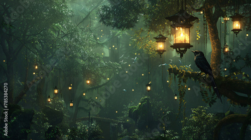 Fantasy street light bird Jungle ..