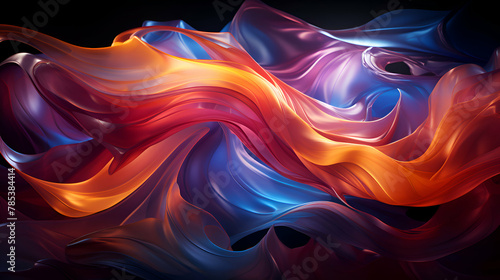 3d render. abstract background with colorful flowing fabric. liquid waves
