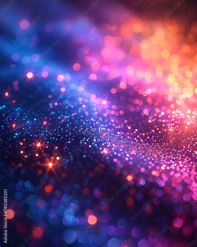 Dark Blue and Pink	Glittering Lights with Dreamy Bokeh, 	banner, background for event invitation, New Year's or Christmas decoration, Party Time, Festival	Holiday, Birthday, Space for text