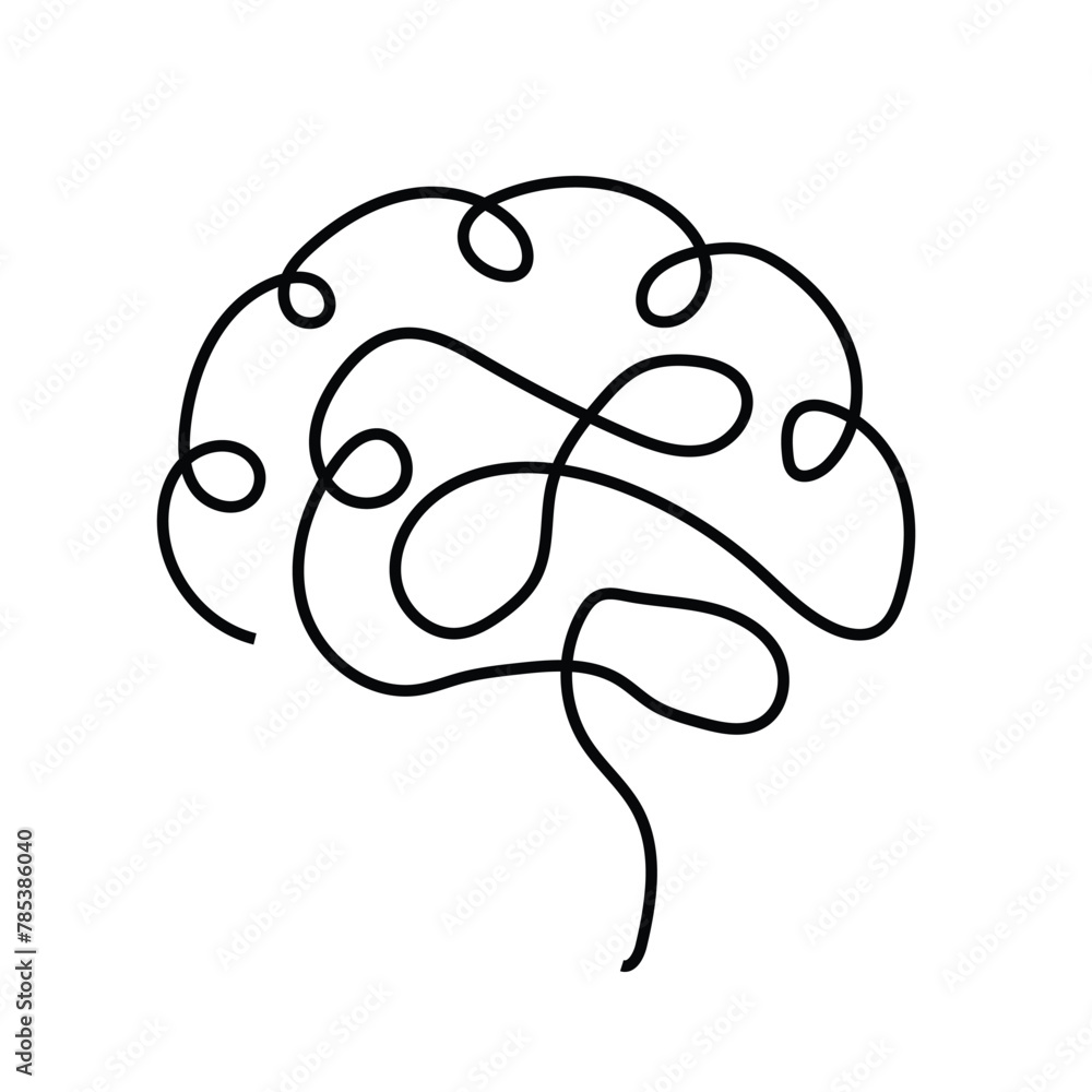One line brain design silhouette.Logo design. Hand drawn minimalism style. vector. One line brain design silhouette.Logo design. Hand drawn minimalism style. vector.