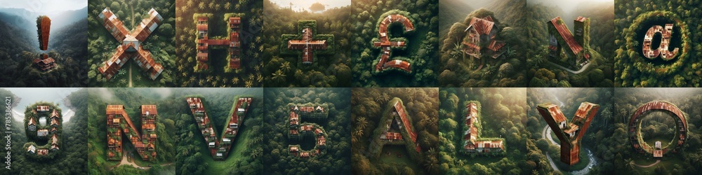 Fototapeta premium House in jungle lettering. AI generated illustration