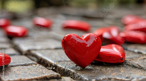 red heart on wooden background