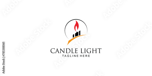 Simple candle light illustration logo design with unique concept| premium vector