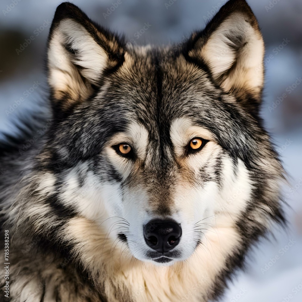 AI-generated illustration of a wolf looking at the camera